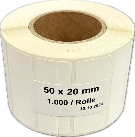 Selbstklebe-Etikett Thermofilm weiss 50 x 20mm