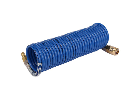 Compressed air spiral hose complete with couplings 5 ​​mtr.